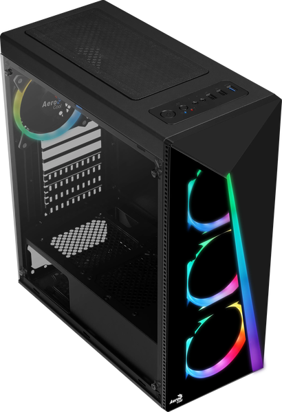 Boitier Moyen Tour ATX AeroCool Shard Tempered Glass ARGB avec panneau vitré (Noir)