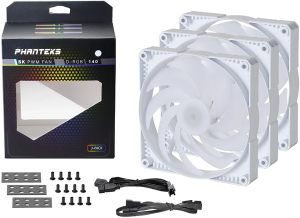 Lot de 3 Ventilateurs de boitier Phanteks PH-F140 SK RGB 14cm (Blanc)