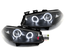 PHARES NOIRS DOUBLE ANNEAUX LED ANGEL EYES RENAULT MEGANE II PH I 2002-2006 (05474)