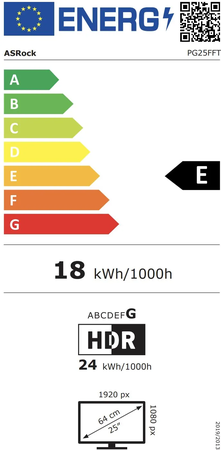 Ecran 25" ASRock Phantom Gaming PG25FFT Full HD 180Hz (Noir)
