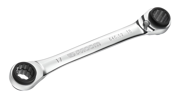 Clé polygonale à cliquet droite multi-ouverture métriques diamètre 8x10-12x13mm longueur 150mm - FACOM - 64C.S1