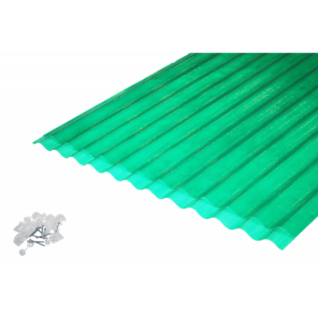 Lot 2 plaques POLYESTER PO 76/18 VERT + 2 kits de fixations - Coloris - Vert, Largeur - 90 cm, Longueur - 200 cm