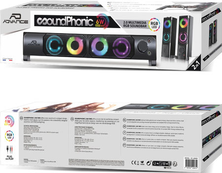 Enceintes 2en1 Advance SoundPhonic 2.0 RGB (Noir)