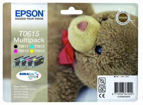 Pack 4 cartouches d'encre Epson Ourson T0615