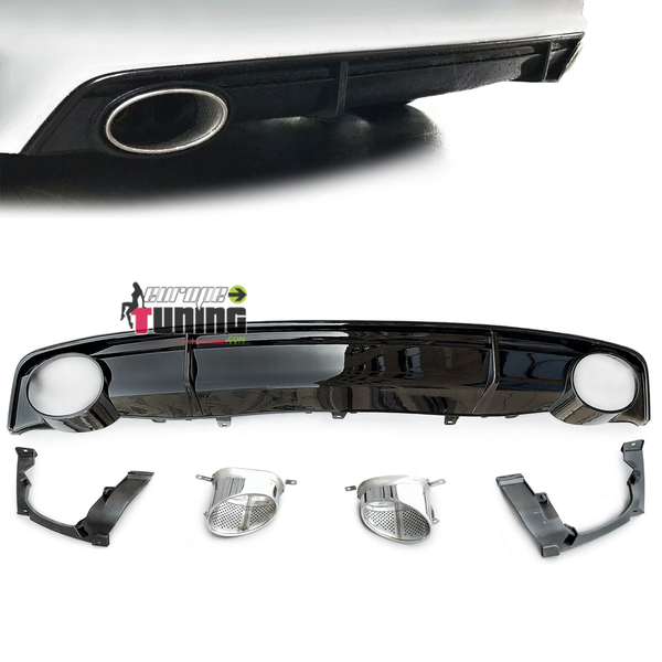 DIFFUSEUR SPORT NOIR PACK SPORT AVEC DOUBLE SORTIE POUR AUDI A7 4G 2014-2018 (05008)