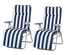 Lot de 2 chaises longues pliables bleu blanc