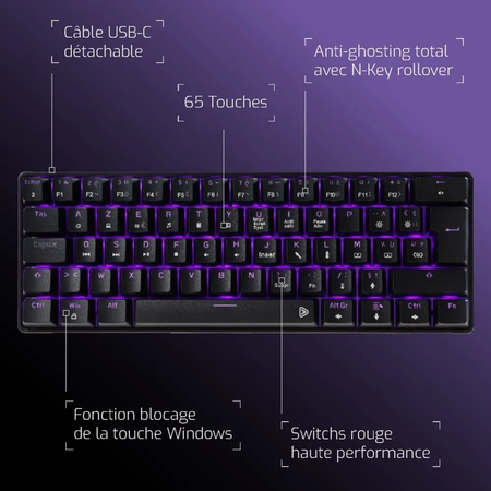 Clavier Gamer mécanique Onlan CA-100 TKL RGB (Noir)