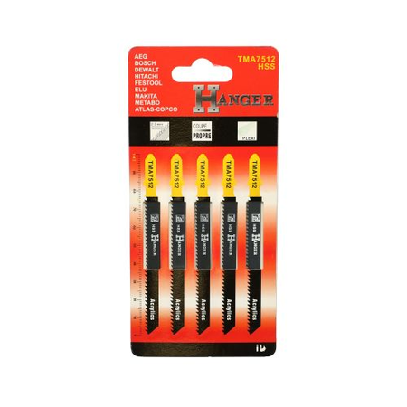 Pack de 5 lames de scie sauteuse TMA7512 pour acrylique 75mm - HANGER - 150226