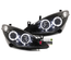 PHARES FEUX AVANTS NOIRS ANGEL EYES LED PEUGEOT 307 PHASE 1 2001-2005 (05473)