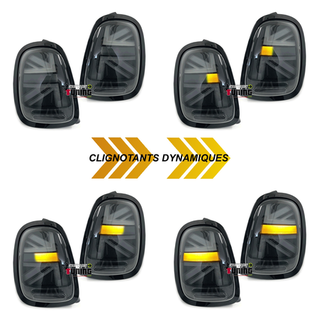 FEUX ARRIERES NOIRS LED SEQUENTIELS UNION JACK MINI COOPER F55 F56 F57 (05637)