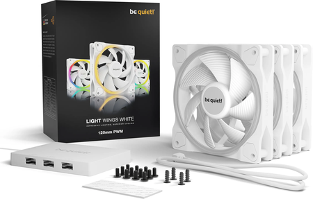Lot de 3 Ventilateurs de boitier be quiet! Light Wings RGB - 12cm (Blanc)