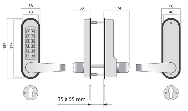 Ensemble JOKEY série 1200 nickel satinée - LOKOD - 38106-J