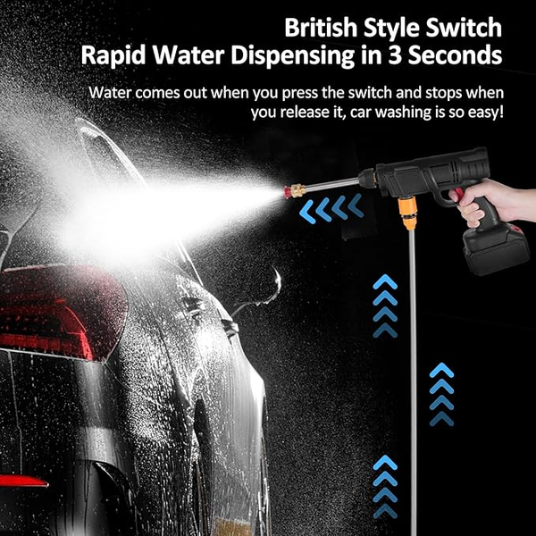 Mulcort Nettoyeur Haute Pression Sans Fil 350 PSI, 2×3000 mAh, Tuyau 5 m – Pour Voiture & Jardin