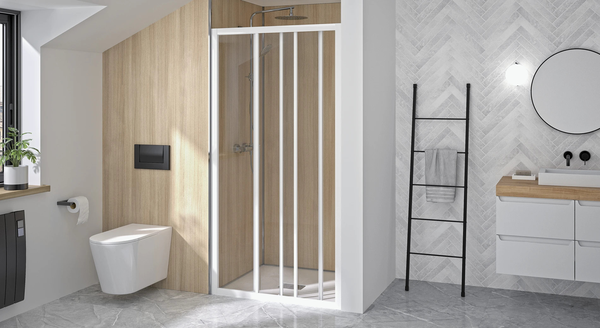Paroi de douche SUPRA III 3V avec 2 volets coulissants 100cm profilé blanc avec verre transparent - KINEDO - PA1552BTN