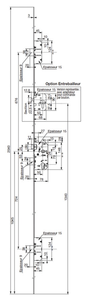 Serrure à larder TRILOCK Série 5000 3 points SGN2 têtière 18mm A2P** - VACHETTE - 18002000