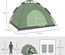 Tente de camping pop up 2-3 personnes vert kaki