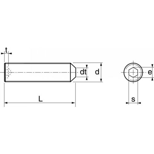 Vis à métaux sans-tête hexagonale creuse bout pointeau inox A2 ISO 4027 3X16 boîte de 100 - ACTON - 622053X16