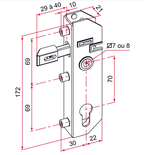Serrure à encastrer GJ axe 40mm carré 8mm zingué jaune - TIRARD - GJ701306