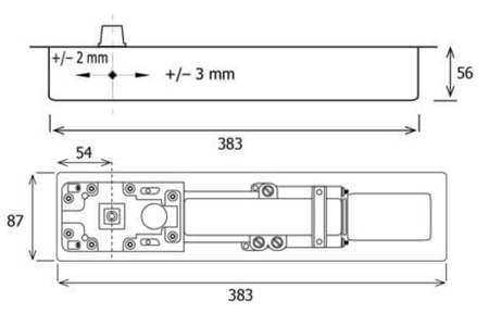 Pivot de sol JANUS+ force 3 sans arrêt axe carré - SEVAX - SN314060