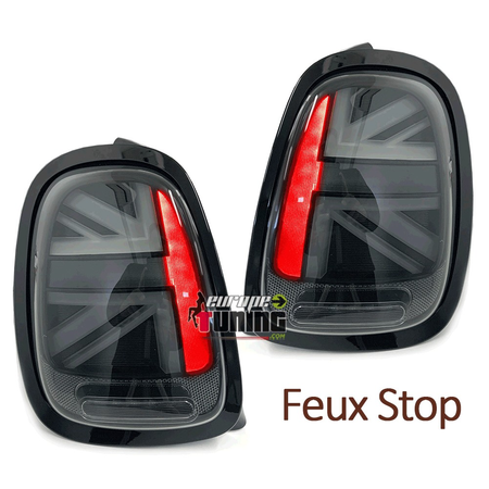 FEUX ARRIERES NOIRS LED SEQUENTIELS UNION JACK MINI COOPER F55 F56 F57 (05637)