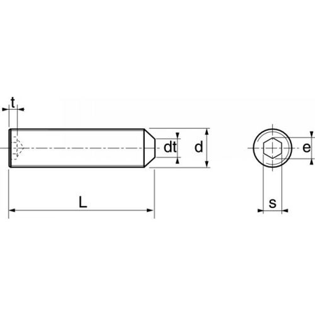 Vis à métaux sans-tête hexagonale creuse bout pointeau inox A2 ISO 4027 3X16 boîte de 100 - ACTON - 622053X16
