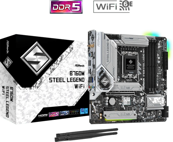 Carte Mère ASRock B760M Steel Legend WiFi DDR5 (Intel LGA 1700) Micro ATX