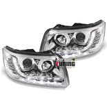 PHARES FEUX AVANTS DEVIL EYES CHROM VOLKSWAGEN VW TRANSPORTER BUS T5 (13358)