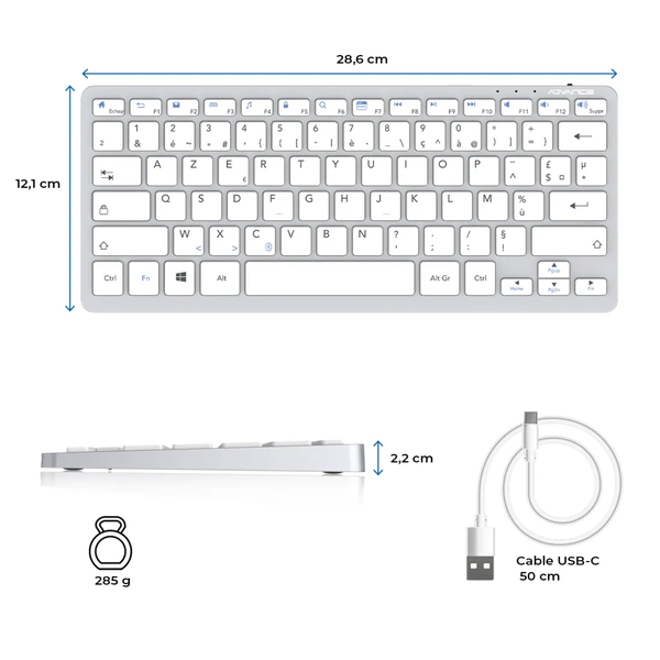 Clavier sans fil Bluetooth Advance SmartKeys Plus (Gris)