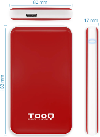 Boitier externe USB 3.1 TooQ TQE-2528 - S-ATA 2,5" (Rouge)