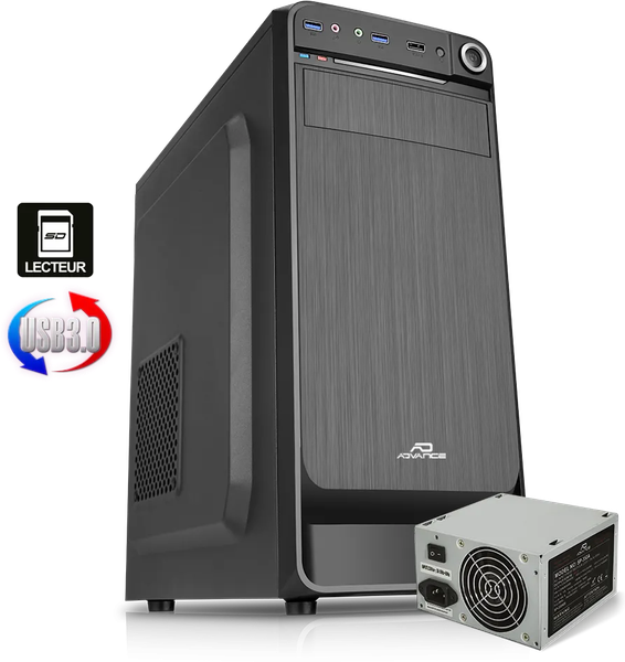 Boitier Moyen Tour ATX Advance Origin (Noir) avec alimentation 350W