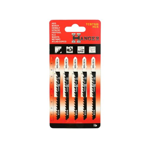Pack de 5 lames de scie sauteuse TCB7506 pour le bois 75mm - HANGER - 150222