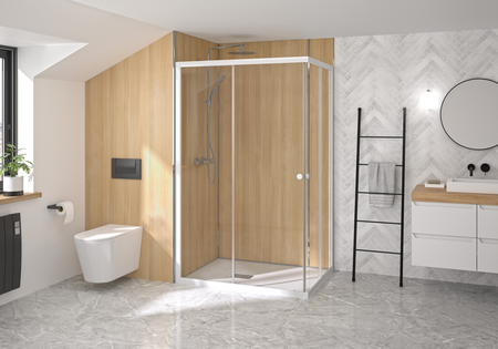 Paroi de douche SUPRA III A 100CM accès d’angle coulissant gauche fixe droite - KINEDO - PA1583BTND