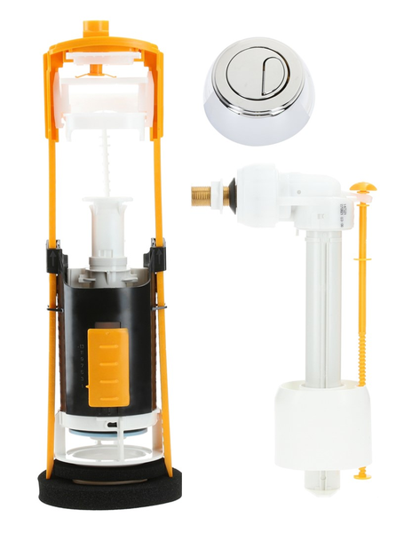 Mécanisme WC double débit bouton chromé + robinet flotteur standard - GARIS - W03-6500G