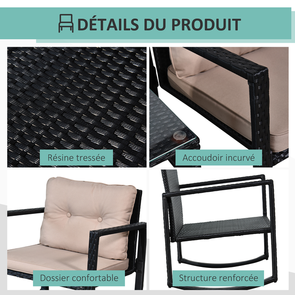 Ensemble de jardin 2 places 3 pièces style colonial