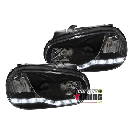 PHARES FEUX AVANTS LED DEVIL EYES NOIRS VOLKSWAGEN VW GOLF 4 (x13558)