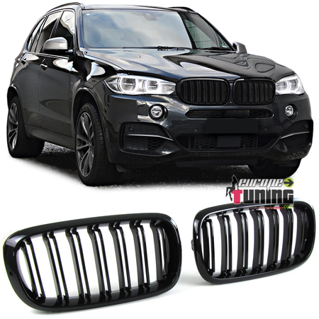GRILLES DE CALANDRES SPORT NOIRES DOUBLE AILETTES BMW X5 F15 et X6 F16 2013-2018 (04817)