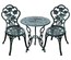 Ensemble jardin 2 places fonte d'aluminium vert vieilli