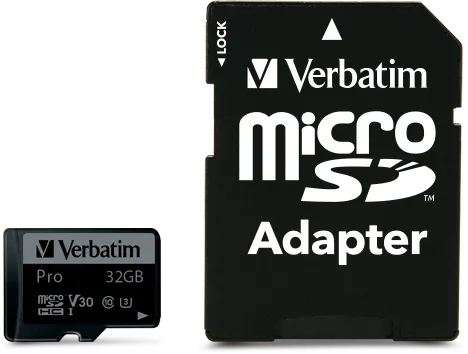 Carte mémoire Micro SD Verbatim Pro U3 - 32Go avec adaptateur