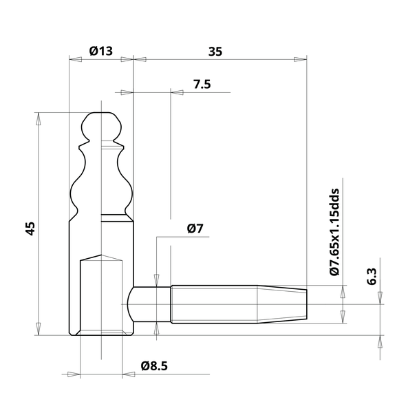 Fiche femelle 190 13 phosphatée - OTLAV - CF190130G204