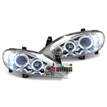PHARES CHROME FEUX ANNEAUX ANGEL EYES 3 LEDS RENAULT MEGANE 1 PHASE 2 1999-2002 (12945)