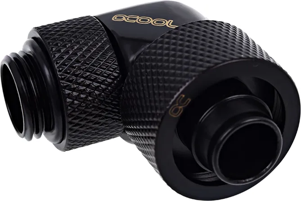 Raccord rotatif coudé à compression pour Tube Ø16mm - G1/4 Alphacool Eiszapfen (Noir)