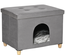 Niche chat maison de chat sur pied repose-pied 2 en 1 gris