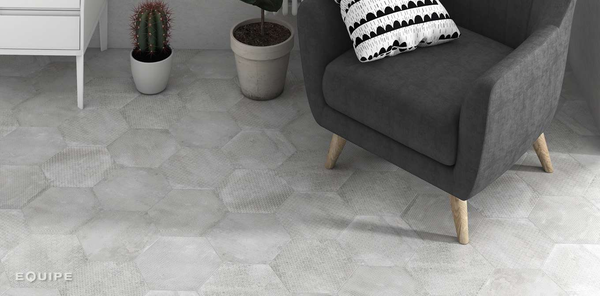 URBAN HEXA MELANGE SILVER - Carrelage 29,2 x 25,4 cm Patchwork Hexagonal aspect béton Gris