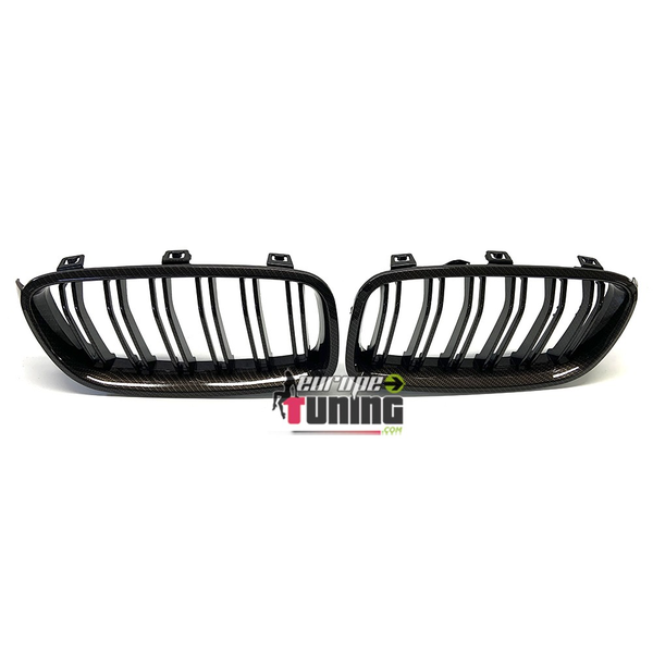 GRILLES CALANDRES SPORT DOUBLES LAMES LOOK CARBONE BMW SERIE 3 F30 & F31 (05291)