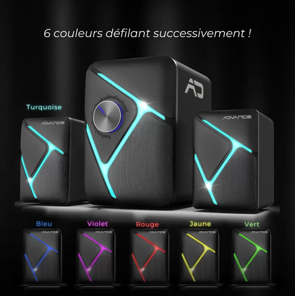 Enceintes 2.1 sans fil Advance SoundPhonic RGB (Noir)