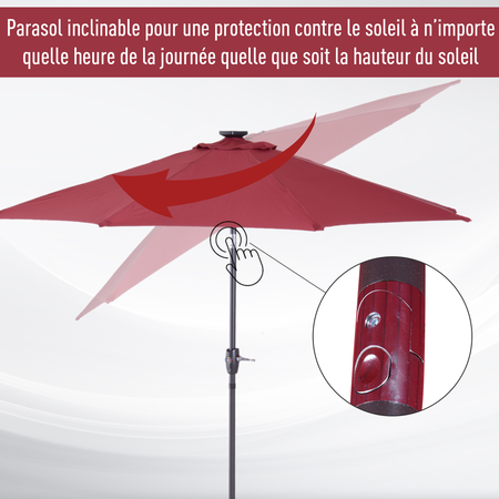 Parasol lumineux LED octogonal inclinable Ø 2,75 m