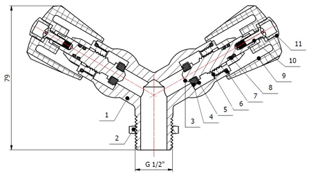 Robinet double de machine à laver laiton chromé - GARIS - B01-RMLDB