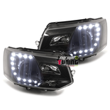 PHARES FEUX AVANTS DE JOUR DIURNES DRL NOIRS VOLKSWAGEN VW BUS T5 APRES 2009 (04471)