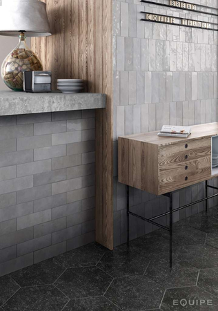 ARTISAN ALABASTER  - Faience 6,5X20 cm aspect zellige brillant gris