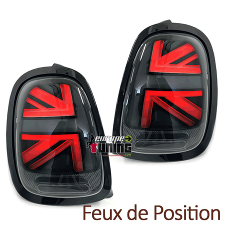 FEUX ARRIERES NOIRS LED SEQUENTIELS UNION JACK MINI COOPER F55 F56 F57 (05637)